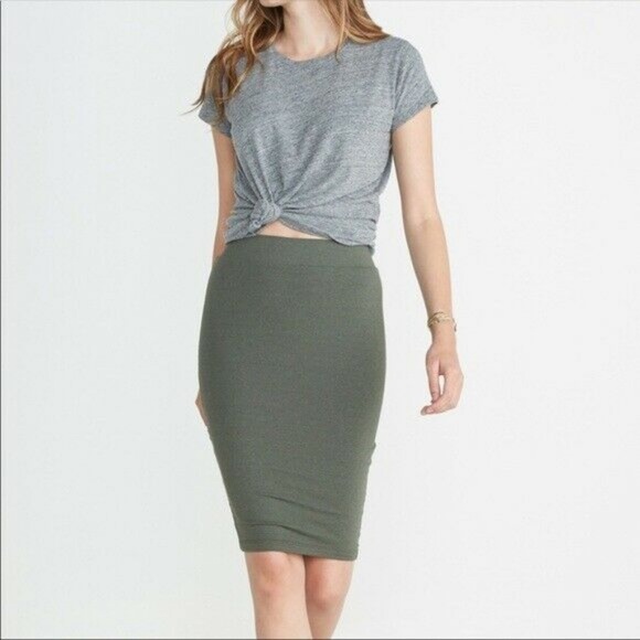 Marine Layer Pencil Skirt Jasmine Olive Green - Picture 3 of 4